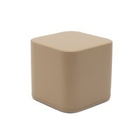 Beiger, quadratischer Hocker mit abgerundeten Kanten aus...