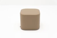 Beiger, rechteckiger Hocker aus Kunstleder mit...