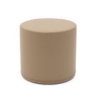 Runder Hocker in beige mit glatter, gepolsterter...