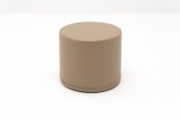 Runder Hocker aus beigem Kunstleder mit glatter...