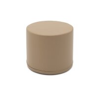 Runder Hocker aus beige Kunstleder, schlichtes Design...