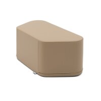 Beige, gepolsterter Hocker mit abgerundeten Kanten und...