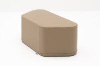 Beige, gepolsterter Hocker mit abgerundeten Kanten und...