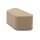 Beige, gepolsterter Hocker mit abgerundeten Kanten und glatter Oberfläche