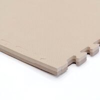 Beige, rutschfeste Bodenmatte mit Steckverbindungen und strukturiertem Muster