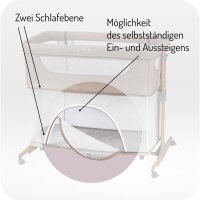 MoMi SMART BED 2.0 Kinderbett Grau mit 2 Schlafpositionen und Laufgitterfunktion für Kleinkinder