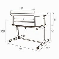 MoMi SMART BED 2.0 Kinderbett Grau mit 2 Schlafpositionen und Laufgitterfunktion für Kleinkinder