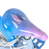 Blaue Fahrrad-Sattel mit Schneeflocken-Design und lila Farbverlauf