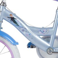 Blaue Fahrradrahmen mit Disney-Frozen-Motiven von Anna und Olaf
