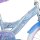 Blaue Kinderfahrradrahmen mit Elsa-Motiv und glitzernden Schneeflocken