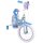 Blaues Kinderfahrrad mit weißen Reifen und buntem Design