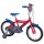 Rotes Kinderfahrrad mit Spiderman-Motiv und blauen Akzenten