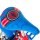 Blauer Fahrradsattel mit Spiderman-Motiv und rotem Logo