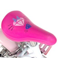 Rosa Fahrradsattel mit Herz- und Diamantmotiv in Pink und Blau