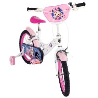 Kinderfahrrad in Weiß und Pink mit niedlichem Design und Stützrädern
