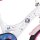 Weißes Kinderfahrrad mit bunten Minnie-Maus-Aufklebern und Diamantmotiven