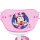 Rosa Kinderfahrrad mit Minnie Maus Motiv auf dem Sattel