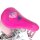 Rosa Fahrradsattel mit Herz- und Diamantmotiv in Pink und Blau