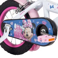 Buntes Kinderfahrrad mit Minnie-Maus-Motiv und pinken Details
