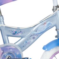 Blaue Kinderfahrradrahmen mit Disney-Motiv von Elsa und...