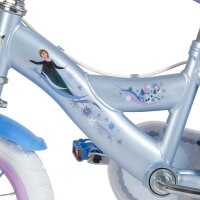 Blaue Fahrradrahmen mit Elsa und Olaf Motiven, kindgerecht gestaltet
