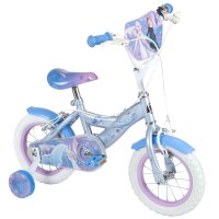 Kinderfahrrad in Blau mit Elsa- und Anna-Motiv, Stützräder vorhanden