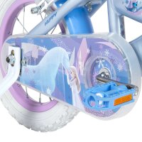 Buntes Kinderfahrrad mit Einhorn- und Prinzessinnenmotiv am Kettenblatt