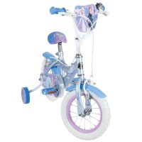 Kinderfahrrad in Blau mit Elsa-Motiv und Stützrädern