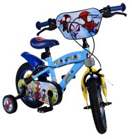 Kinderfahrrad in Blau mit Spiderman-Motiv und Stützrädern