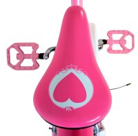Rosa Fahrradsattel mit Herzmotiv und pinken Pedalen