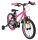 Kinderfahrrad in Pink mit Stützrädern und bunten Griffen