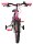 Pinkes Kinderfahrrad mit bunten Griffen und Stützrädern von vorne gesehen