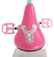 Rosa Fahrradsattel mit Einhorn-Design und Regenbogenmotiven