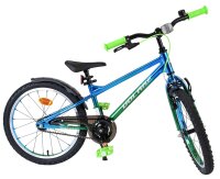 Blaues Kinderfahrrad mit grünen Akzenten und 20-Zoll-Rädern
