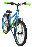 Buntes Kinderfahrrad mit grünen Griffen und stabilen Reifen