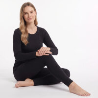 Seitenanischt der Thermo-Unterwäsche für Damen von Gaubert getragen von einer Dame die sitzt