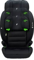 Osann Flux Plus i-Size Kindersitz in Grey Melange, Frontansicht, zeigt alle Kopfstützen-Stufen gleichzeitig, mitwachsender Kindersitz für Kinder von 76 bis 150 cm, ergonomisch geformt mit Seitenaufprallschutz, ohne Gurte für die nächste Größenstufe