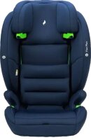 Osann Flux Plus i-Size Kindersitz in Navy Melange, Ansicht von vorne, ohne Gurte für die nächste Größenstufe, Kopfstütze etwas höhergestellt, mitwachsender Kindersitz für Kinder von 76 bis 150 cm, ergonomisch geformt mit Seitenaufprallschutz