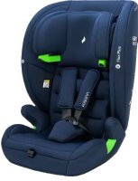 Osann Flux Plus i-Size Kindersitz in Navy Melange, Ansicht schräg von vorne links, geschlossener Gurt, ohne Kleinkind-Sitzpolster – zeigt sichere Nutzung für größere Kinder
