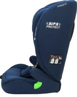 Osann Flux Plus i-Size Kindersitz in Navy Melange, Seitenansicht von links, ohne Kleinkind-Sitzpolster, ergonomischer Kindersitz für Kinder von 76 bis 150 cm mit 3-Punkt-Gurt und Seitenaufprallschutz
