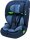 Osann Flux Plus i-Size Kindersitz in Navy Melange, Ansicht von schräg vorne links mit geschlossenem 5-Punkt-Gurt – sicherer Halt für Kinder ab 76 cm