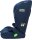 Osann Flux Plus i-Size Kindersitz in Navy Melange, Seitenansicht von links, ohne Kleinkind-Sitzpolster, ergonomischer Kindersitz für Kinder von 76 bis 150 cm mit 3-Punkt-Gurt und Seitenaufprallschutz