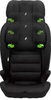 Osann Lupo i-Size Black – Frontansicht ohne Gurte, zeigt alle Kopfstützen-Positionen von niedrig bis oberste Stufe, mitwachsender Kindersitz für Kinder von 76–150 cm