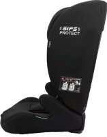 Osann Lupo i-Size Black – linke Seitenansicht, ergonomisch gepolsterte Sitzschale mit 3-Punkt-Gurt-Montage und SIPS PROTECT Seitenaufprallschutz, mitwachsender Kindersitz für 76–150 cm