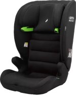 Osann Lupo i-Size Black – schräge Vorderansicht von links ohne Gurte, zeigt 3-Punkt-Gurtführung, mitwachsender Kindersitz für Kinder von 76–150 cm