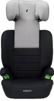 Osann Musca i-Size Kindersitz in Grey Melange, Frontansicht mit komplett ausgefahrener Kopfstütze, ergonomische Sitzfläche, weiche Armlehnen, Memoryschaum-Seitenaufprallschutz, für Kinder 100–150 cm, i-Size R129 zertifiziert