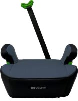 Osann Junior Isofix Gurtfix i-Size Kindersitzerhöhung in Nero, Frontansicht mit sichtbarem Gurtfix-System für optimale Gurtführung, ergonomischer Sitzfläche und bequemen Armlehnen, geeignet für Kinder 126–150 cm, i-Size R129 zertifiziert