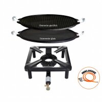 Hockerkocher-Set (klein) mit Gusseisen-Grillplatte...