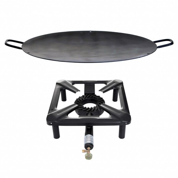 Hockerkocher-Set (groß) mit Eisen-Wok/Grillschale Ø 50 cm - ohne Zündsicherung