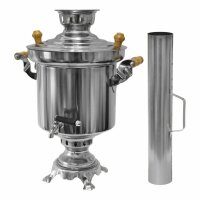 Edelstahl Holzkohle Samowar 5 Liter mit Schornstein...